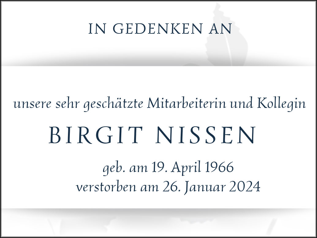 Beileidsbekundung Birgit Nissen